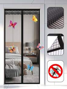 Thickened Fiberglass Screen Door Mesh - Self Sealing,Heavy Duty Screen Door,Hands Free Mesh Partition Keeps Bugs Out - Pet And Kid Friendly,Mosquito Proof Door Curtain 38 X 82 In - Black - View 11