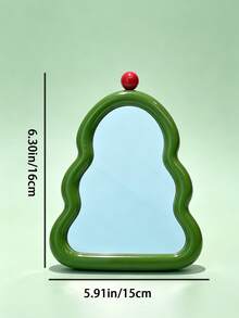1PC Cute Christmas Tree Desktop & Wall‑Mount Makeup Mirror, Irregular Wavy Frame Vanity Mirror, Foldable Stand HD Cosmetic Mirror For Bedroom Dorm Table Wall Decor - Tree - View 5