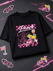 blusasMujer Camisetas extragrandes para mujer / Camisetas de Navidad, camisetas Campus Peach de 92 Kart Princess, manga corta y cuello redondo / Sudadera suave y cóm-Store1008193500056 - Negro - Ver 1
