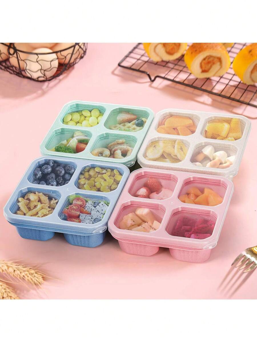 1 buah Kotak Bekal Bento Multi-Kompartemen Tertutup yang Dapat Digunakan Kembali, Wadah Makanan Portabel Anti Bocor dengan Tutup, Cocok untuk Sekolah, Kampus, Kantor, Berkemah dan Piknik, Aksesori Penyimpanan Praktis untuk Kampus dan Dapur