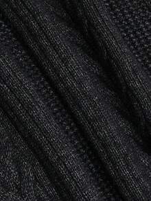 Jaket Kardigan Rajut Kabel Vertikal Vintage Pria, Sweater Longgar Bertekstur Hitam Abu-abu - Hitam - View 6