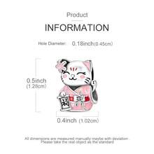 1pc Silver Plated Cute Pink Japanese Kimono Sakura Lucky Cat Beaded Charm - Silver - View 3