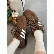 Women's Comfortable Lightweight Brown Flat Non-Slip Outdoor Sports Casual PU Material - Brown - View 2