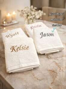 Personalized Embroidered Face Towel, Multi-Color Embroidered Name, Suitable For Pajama Party, Bathroom, SPA, Bridesmaid Gift, Wedding Gift, Love Gift, Party Favor, Hotel Customization, Soft Absorbent Face Towel For Best Friend - Multicolor - View 5