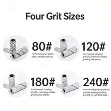 200+1件組 (#80#120#180#240) 4種粗粒度 附迷你軸心 3mm 迷你磨砂環帶組 電動磨甲機美甲磨頭 美甲工具配件 - 淺灰色 - 查看 6