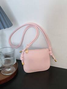 Girl's Mini Crossbody Bag, Versatile Solid Color Soft PU Material Small Square Bag, Lightweight Lipstick Coin Purse, Suitable For Daily Use - A - View 8