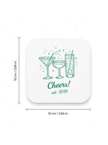 Personalized Name And Year Coaster, Custom Text Drink Coaster With Line Art Party Design, Custom Beverage Coaster, Birthday Party Table Decor, Celebration Drink Mat, Coffee Coaster, Birthday Gift For Friends, Family, Party Hosts And Guests. - Multicolor - View 52
