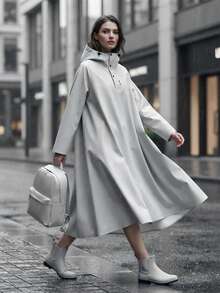 Adult Oversized Long Hooded Raincoat, Lightweight Waterproof Rain Poncho For Daily Use Outdoor Activities - Extra-long Heavy-duty Raincoat - View 2