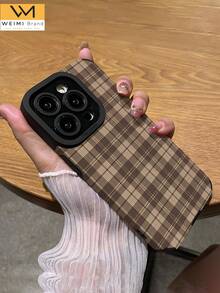 1件撞色格紋皮革紋理防震軟手機殼，適用於 Apple 及多款機型 - 彩色 - 查看 5