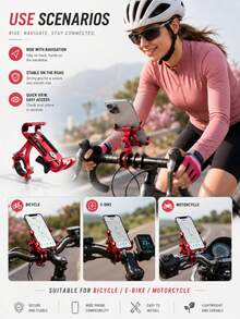 1pc Aluminum Alloy Phone Holder, Rotatable Handlebar Phone Mount For Cycling Navigation, Cycling Gear - Multicolor - View 3