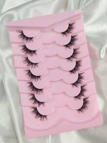 Hinarin 7 Pairs Half Eyelashes Volume Short Half Lashes Soft Black Band Cat Eye Lashes Curly Crossed Fox Eye Look False Eyelashes Suitable For Parties Lashes Pack False Eyelashes Fake Lashes Individual Lashes Clusters Extensions - Black - View 6