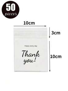 100pcs/50pcs, Multiple Sizes And Specifications, Translucent, Happy Every Day, Thank You Letter Bags, Jewelry Necklace, Earrings, Small Items Storage Bags, Self-Adhesive Sealing Bags, Dust-Proof, Wear-Resistant, Anti-Oxidation Packaging OPP Bags, Suitable For Daily Gatherings And Home Use - White - View 13