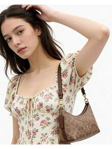 Coach Caitlin 24 Classical Monogram Shoulder Bag For Women Hobo Purses With Coin Pocket And Adjustable Strap - Brown - View 7