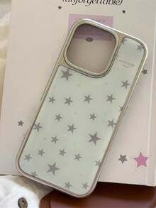 Autumn/Winter High-End Blue & Grey Star Pattern Phone Case, Compatible With IPhone 17 ProMax 16ProMax 15 14 13, Smooth Glossy Cute Phone Case/Women's Phone Protective Shell - Baby Blue - View 4