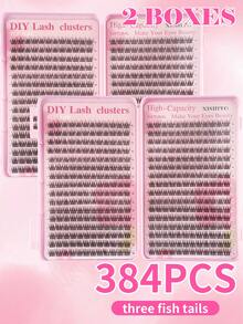 Special Offer Multi-Box Set (1/2/3 Boxes, 384 Clusters) - D Curl Large Capacity Eyelash Tray, Premium Quality Low Price, New DIY Eyelashes, Fluffy Soft 3D Faux Mink False Eyelashes, Lightweight And Comfortable, Suitable For DIY Lash Extension Makeup Effect - D - View 10
