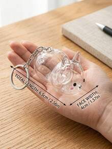 Pet Memorial Keepsake Keychain, Transparent Mini Glass Bottle Pendant With Clip, Cute Animal Memory Charm Gift, Suitable For Cat Dog Rabbit Lovers, Personalized Pet Memorial Accessory - White - View 5