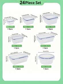 8 piece glass food storage container with leak-proof lid-seal meal preparation and bento box, refrigerator replacement storage box for microwave, oven, refrigerator and dishwasher, perfect for fruits, vegetables and salads, multi-purpose kitchenware | multi-size container | safety lock lid - Multicolor - Ver 14