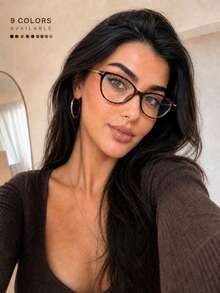 1 Pair/2 Pairs Retro Cat Eye Glasses, Y2K Small Frame Lightweight Transparent Lens Fashion Decorative Glasses, Metal Frame, Suitable For Daily Wear - Multicolor - View 13