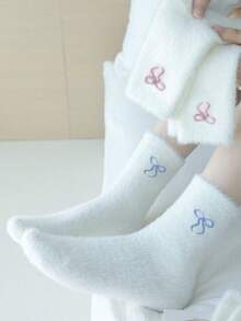 5 Pairs Bowknot Socks, Warm And Comfortable Autumn/Winter Style, Suitable For Girls' Daily Wear. - Multicolor - View 5