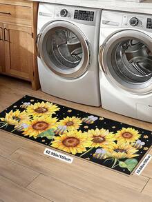 1/2pcs Autumn Floor Mat, Vintage Sunflower Pattern, Diatomaceous Earth Mat, Super Absorbent, Non-Slip, Perfect For Bathroom, Kitchen And Dining Room, Quick Drying, Perfect Gift For Home Decor And Bathroom Mat, Holiday Gift! - Multicolor - View 14