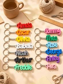 Personalized Name & Letter Keychain, Suitable For Weddings, Birthdays, Anniversaries, Graduations And Daily Casual Use, Luggage, Gym Bag, Shoulder Bag Exclusive Tag, Water Bottle & Backpack Accessory - Multicolor - View 4