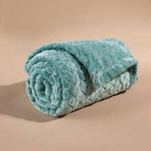 1pc Solid Color Flannel Throw Blanket, 280gsm Soft Comfortable Pineapple Grid Office Nap Blanket, Multiple Colors, Size 70cm*100cm - Mint Blue - View 8