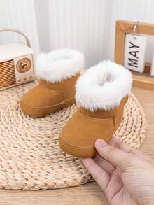Infant Thermal Lined Snow Boots Classic Lace-Up Warm Outdoor Boots For 0-1 Year Old Newborn Gift - Brown - View 2
