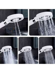 5 Mode Handheld Shower Head With Replaceable Water Filter, White 27.5 * 11 Cm Shower Handle With Adjustable Spray Settings, Efficient Even Flow And Ergonomic Grip, Standard Thread Bathroom Shower Head For Daily Bathing - White-1pc - View 2