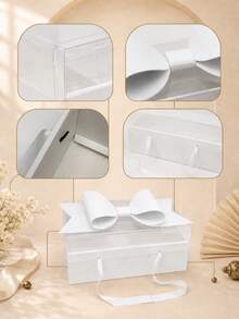 1pc Transparent Gift Box With Colorful Base, Bow And Handle, 7 Colors Available, Suitable For Christmas, Saudi National Day Party Favors, Wedding, Engagement, Birthday, Bridal Shower And Celebration Display, Gift Not Included - Multi-color - View 10
