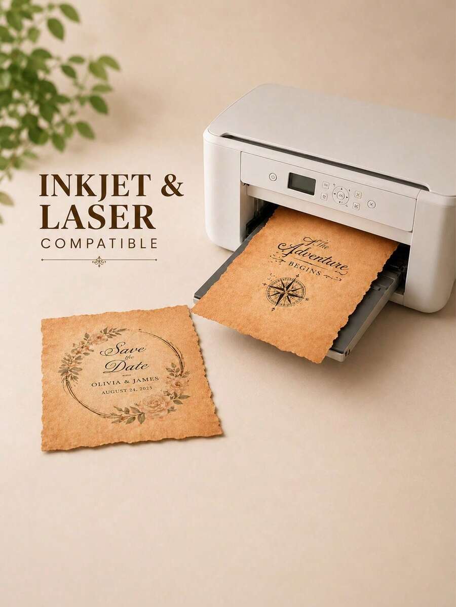 Vintage Style Blank Paper 4.0 X 6.0 Inches, Yellow Parchment Decorative Edge Craft Paper, Suitable For Writing, Printing, Invitations, Greeting Cards, Journals And Handmade Crafts - Regular Model - View 1