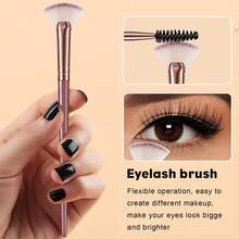 58 Pcs/3 Pcs Total Makeup Tool Kit, Including 36 Pcs Pearlescent Pink Three Color Makeup Brushes, 21 Pcs Makeup Accessories And One Medium Single Handle Bag, Makeup Sponges, Powder Puffs For Convenient Storage And Travel Makeup Application. - Multicolor - View 2