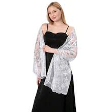 Sequin Floral Shawl Scarf, Women's Shiny Sheer Mesh Wedding Shawl, Suitable For Evening Gowns And Party Events - Multicolor - View 8