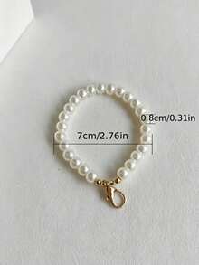 Faux Pearl Short Chain Pendant, Faux Pearl Beaded Lobster Claw Keychain, Bag Charm, Decorative Accessory, Universal Keychain And Phone Strap Accessory, Exquisite And Versatile, Suitable As Key Pendant, Phone Lanyard Or Bag Decoration, Fits Various Matching And Usage Scenarios. - Multicolor - View 7