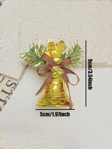 6/1pc Christmas Hanging Bell Decorations, Plastic Bells With Bow Decorations - Golden Bell Christmas Tree Decorations, Suitable For Holiday Parties, Christmas Tree Decorations, Festive Decorations, Decorating Doors - one-size - View 9