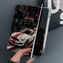 1PC White Mustang Racing Car Print Tablet Case 3+Y Fold Multi-Angle Magnetic Stand Tablet Case With Pen Slot & Auto Sleep/Wake Protective Cover, Compatible With IPad PRO/AIR, Compatible With SAMSUNG,Compatible With XIAOMI Pad 5/6/21,Compatible With Oppo Pad,Compatible With Huawei Matepad,Compatible With Honor Pad - Multicolor - View 4