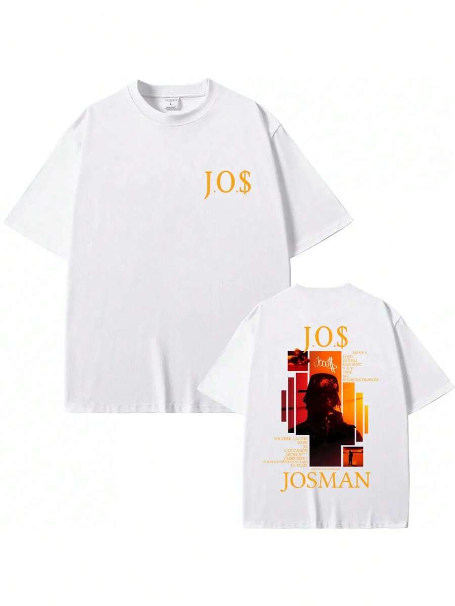 Plus Size T-Shirt Rapper Josman J.O.$ Album Graphic T-Shirt Men Women Hip Hop Fashion Pop Music Casual T-Shirts Vintage T Shirt Streetwear - White - View 1