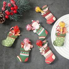 48pcs Christmas Stocking Lollipop Card Holders, Santa Claus & Gingerbread Man Pattern, Merry Christmas Home Decor, Christmas Decoration, Christmas Gift - Multicolor - View 8