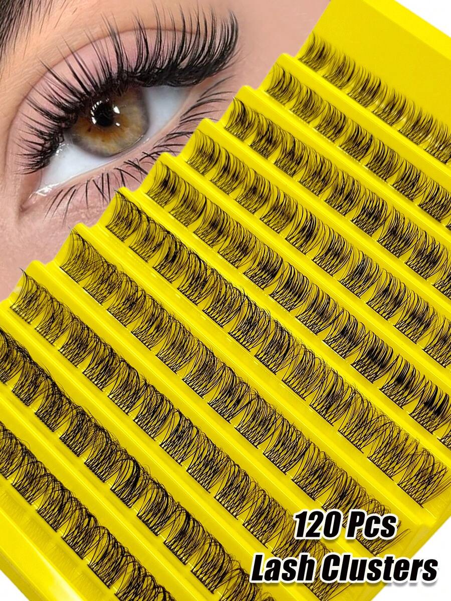 Asiteo 120pcs D Curl Cluster False Eyelashes, Fluffy & Lightweight, Soft & Airy, Suitable For Daily Wear, Beginner Eye Makeup, Travel Essential, Halloween/Back To School Season - D - View 1