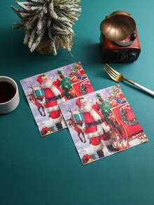 Disposable Christmas Paper Napkins Compatible For Holiday Parties, Western Food, Birthdays & Everyday Dining - Elegant Table Setting With Holiday Motifs - Paper Napkin - View 1