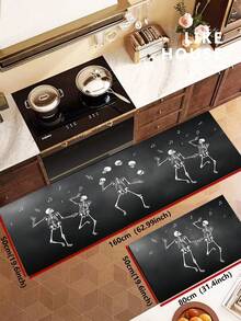 1/2pcs Halloween Floor Mat, Skull Pattern, Autumn Vintage Diatomaceous Earth Mat, Super Absorbent, Non-Slip, Perfect For Bathroom, Kitchen And Dining Room, Quick Drying, Perfect Gift For Home Decor And Bathroom Mat, Halloween Holiday Gift! - Multicolor - View 16