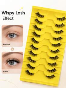 10 Pairs Half Lashes Natural, Slender, Thick Eyelashes, Enlarged Eyes, Light And Easy To Use, Reusable, Essential For Lazy People, Daily Commuting, No Abruptness In The Eyes Fake Lashes - View 5