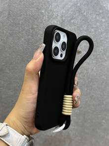 極簡高級皮革紋理手機殼，適用於 iPhone 18 Pro Max/18 Pro/18/17 Pro Max/17 Pro/17 Air/17/16 Pro Max/16 Pro/16/16 Plus/16e/15/15 Pro Max/15 Pro/15 Plus/11/12/13/14 Pro Max/XS/XR/11 Pro/11 Pro Max/12 Pro/12 Pro Max/13 Pro/13 Pro Max/7 Plus/14 Pro/14 Pro Max/14 Plus/7 Plus/8 Plus/8/SE2，軟殼創意設計，中性款 - 黑色+掛繩 - 查看 32