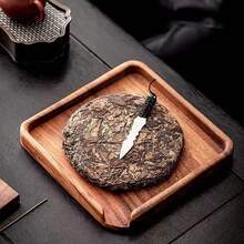 1pc 22*22*3cm Solid Walnut Wood Tea Tray, Tea Leaf Collection Tray - Brown - View 5