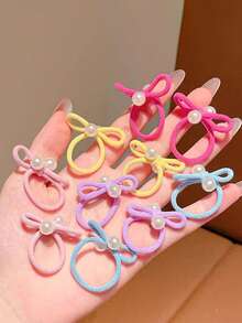 10pcs/Set Sweet Silver Hairbands, Colorful Bow Hair Ties, Cute Hair Accessories For Girls With Braids Or Thick Hair - Multicolor - View 4