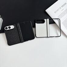 1pc Black & White Minimalist Textured Anti-Drop Shockproof Anti-Scratch Anti-Fingerprint Anti-Dust Full Coverage Hinge Integrated Protection Raised Camera Lens Protection Wear-Resistant Stain-Resistant Tight Fit Precise Cutouts Leather + PC Hard Shell Material Foldable Full Coverage Phone Case No Extra Accessories Compatible With Apple - Multicolor - View 5