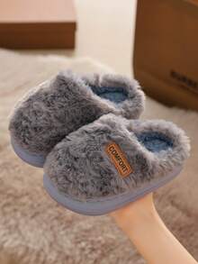 Children's Indoor Slippers, Warm Home Slippers For Boys And Girls, Simple Lightweight Comfortable Fuzzy Slippers, Small Medium Large Sizes - Khaki - View 12