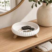 Decorative Striped Jewelry Tray With Support Feet, Desktop Ring Earring Necklace Accessory Dish, Vanity Jewelry Storage Organizer Box, Home Decor - Multicolor - View 5