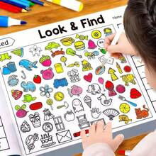 1pc Interactive Treasure Hunt Game Book / Memory & Color Recognition / Durable Travel Educational Cards For Home And School Use/ Find The Difference Book / Colouring Book, Drawing Book/School Supllies, Classroom Supplies - Multicolor - View 2