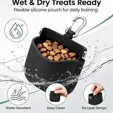 1pc Silicone Dog Treat Pouch, Hands‑Free One‑Hand Quick Open Anti‑Spill Snack Storage Bag With Carabiner Clip, Odor‑Resistant Washable Clip‑On Treat Holder For Puppy Small Large Dogs Outdoor Hiking Walking Obedience Training For Wet Dry Pet Snacks - Multicolor - View 4