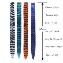 Q12 Colors Leopard Print Hair Extensions Clip Ins 18inch Colorful Raccoon Tail Hair Extensions Clip In Hair Accessories For Women 12pcs - Mixed4colors - View 3